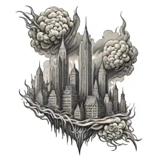 Burning City tattoo design idea