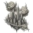 Burning City tattoo design idea