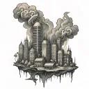 Burning City tattoo design idea