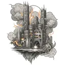 Burning City tattoo design idea