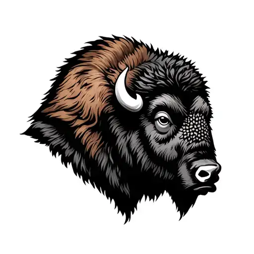 bison head profile tattoo design idea