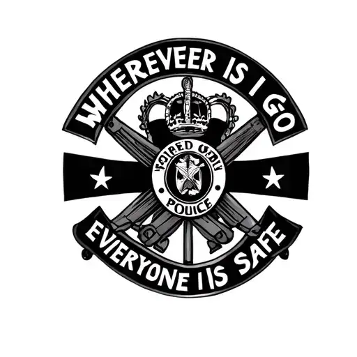 "Wherever I go everyone is safe" police flag tattoo design idea