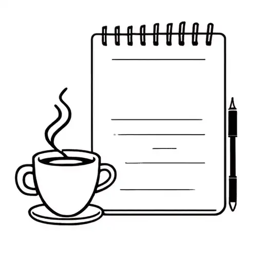 must include a laptop, a cup of coffee, and any AI symbol or image. It is a small symbol that represents any artificia tattoo design idea