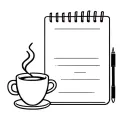 must include a laptop, a cup of coffee, and any AI symbol or image. It is a small symbol that represents any artificia tattoo design idea