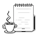 must include a laptop, a cup of coffee, and any AI symbol or image. It is a small symbol that represents any artificia tattoo design idea