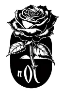 a rose with the letters m and O at the bottom in cursive  tattoo design idea