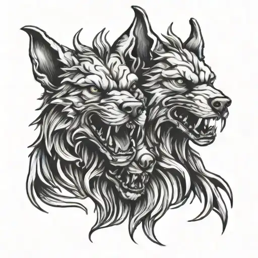 Cerberus heads tattoo design idea