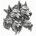 Cerberus heads tattoo design idea