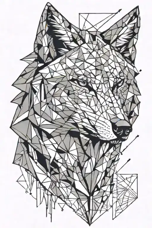 Geometry Wolf face tattoo design idea