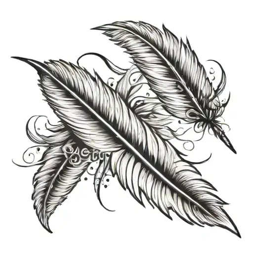Tattoo design that is a feather fading into birds flying away with the words “cause I’m as free as a bird now and this b tattoo design idea