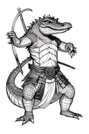 samurai alligator full body tattoo design idea