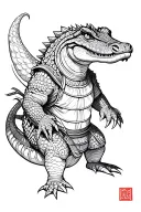 samurai alligator full body tattoo design idea