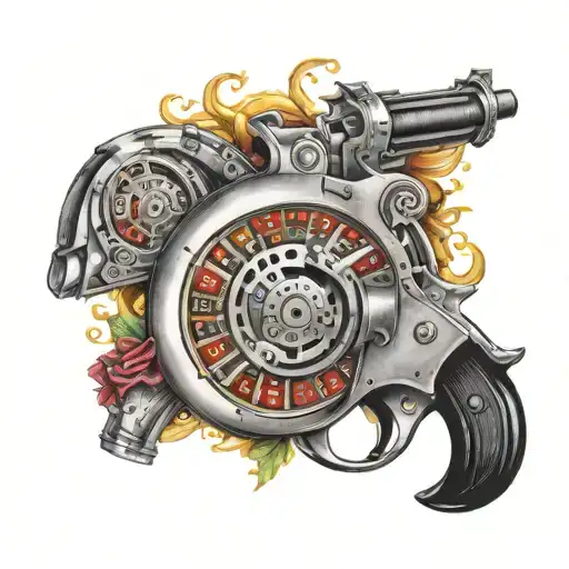 Russian roulette tattoo design idea