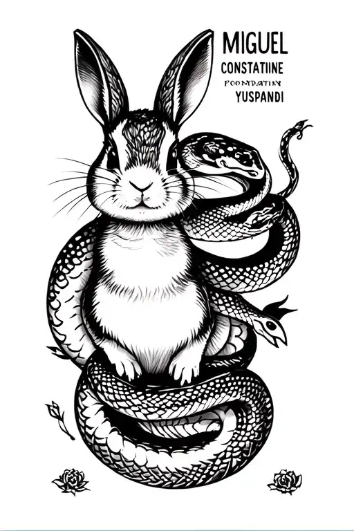 "MIGUEL CONSTANTINE YUSPANDI" RABBIT AND SNAKE TATTOO FOR MY SON THAT BORN THIS YEAR  tattoo design idea
