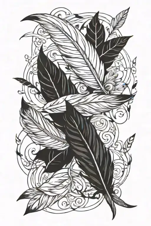 Feathers turning into Birds tattoo design idea