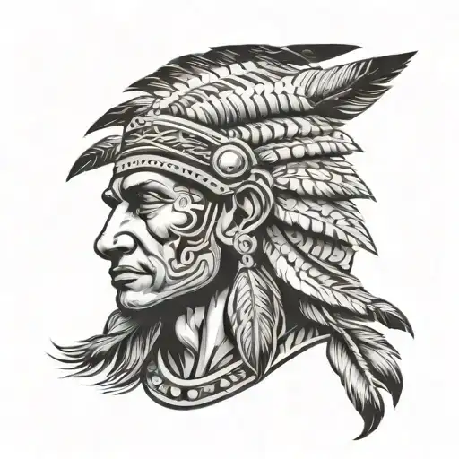 indian head profile holding tattoo design idea