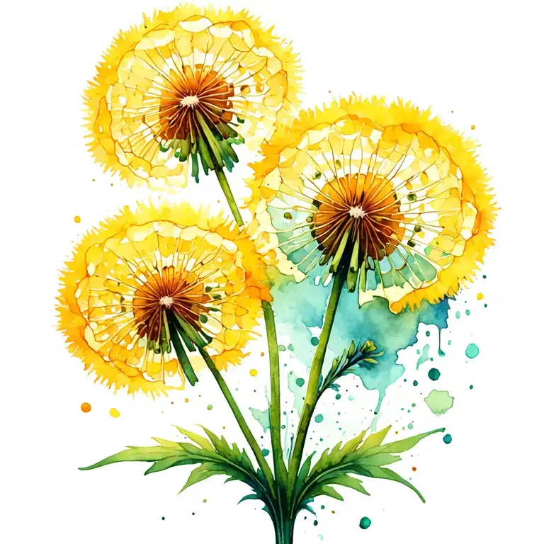 Dandelion plant in color  tattoo design idea