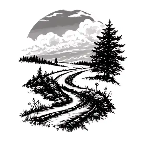 Road Less Traveled tattoo design idea
