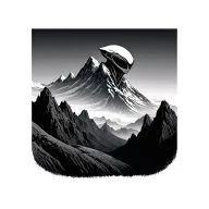 mountain in a setting by adding a small alien tattoo design idea