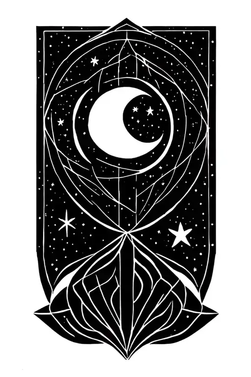 moon and stars wicca abstract geometric tattoo design idea