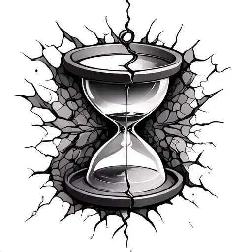 cracked hourglass flowing into an 8  tattoo design idea