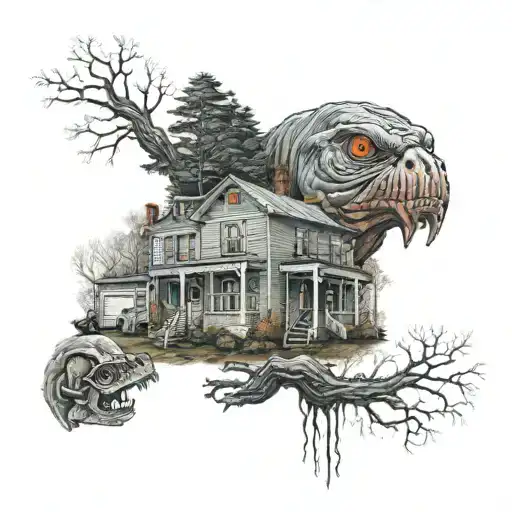 different elements of the stephen king universe tattoo design idea