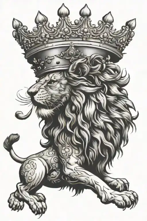 lion of Judah with catholic crown  tattoo design idea