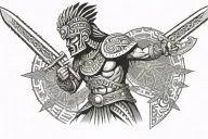 aztec warrior wielding a sword tattoo design idea