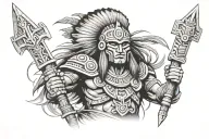 aztec warrior wielding a sword tattoo design idea
