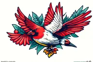 Cardinal flying tattoo design idea