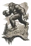 sasquatch forced perspective foot stepping tattoo design idea