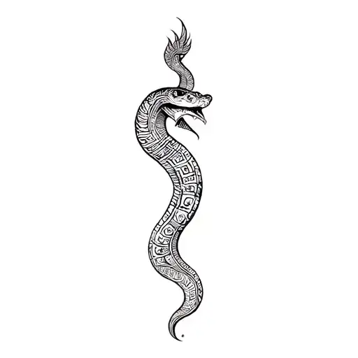 Aztec Snake, Mexican culture tattoo design idea