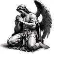 st michael kneeling praying tattoo design idea
