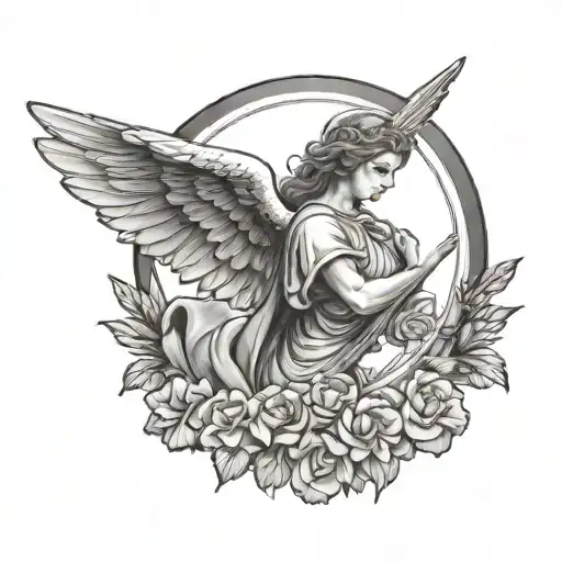 Guardian angel with Halo above its head tattoo design idea