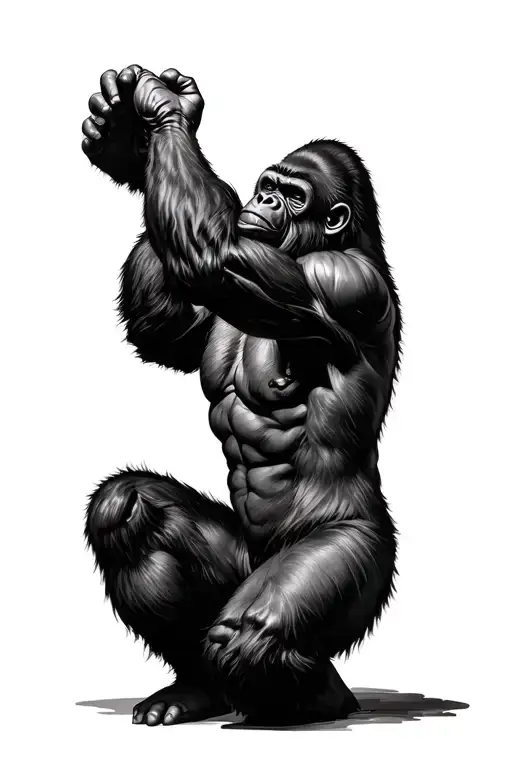Silver back gorilla hitting her chest tattoo design idea