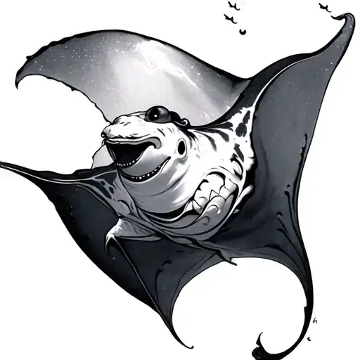 manta ray gracefully swimming like Moana design for collarbone tattoo design idea