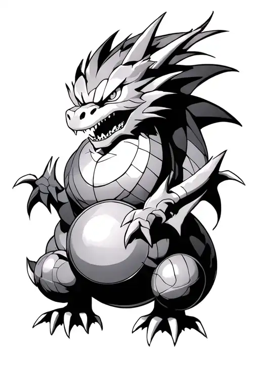 dragón ball z dragon with balls and goku and vegeta tattoo design idea