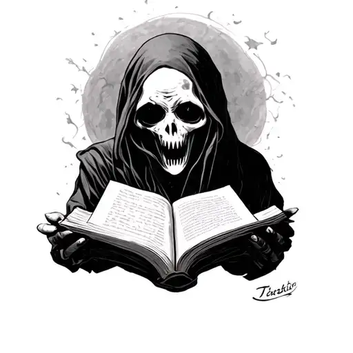 Sheet Ghost reading horror tattoo design idea