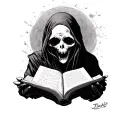 Sheet Ghost reading horror tattoo design idea