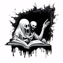 Sheet Ghost reading horror tattoo design idea