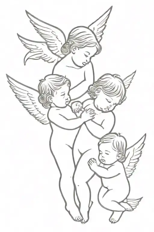 3 baby Angeles together symbolizing tattoo design idea