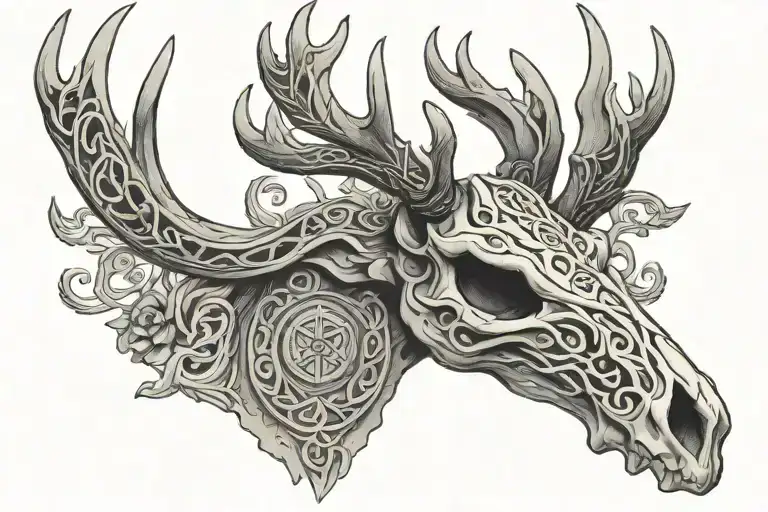Celtic deer skull tattoo design idea