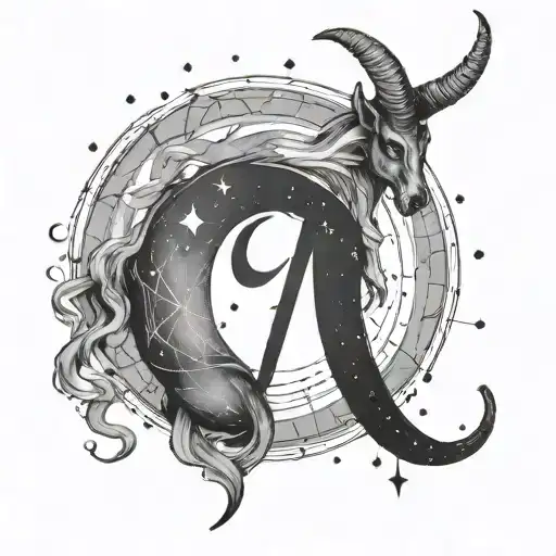 Capricorn constellation tattoo with CP initials tattoo design idea