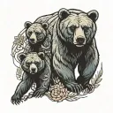 a bear and two cubs tattoo design idea