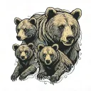 a bear and two cubs tattoo design idea