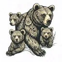 a bear and two cubs tattoo design idea
