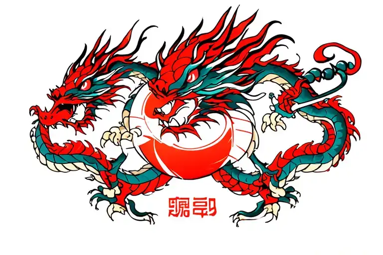 Japan style, yakuza style, dragon and licorice tattoo design idea