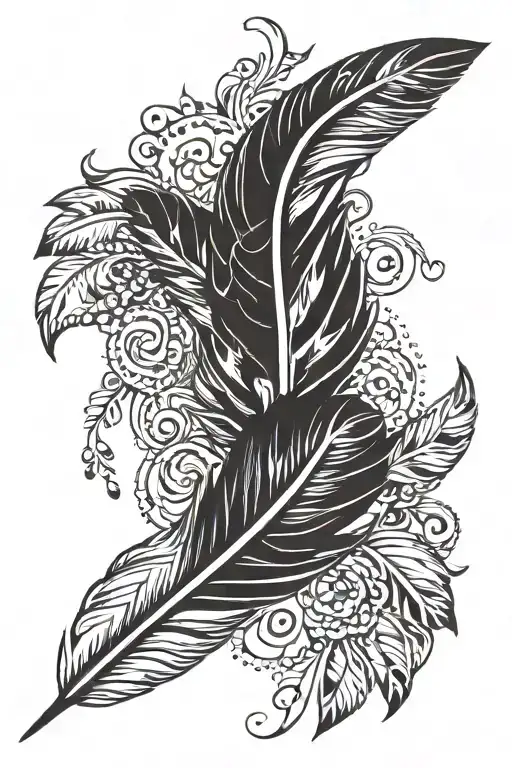 wing and Indian feathers  tattoo design idea