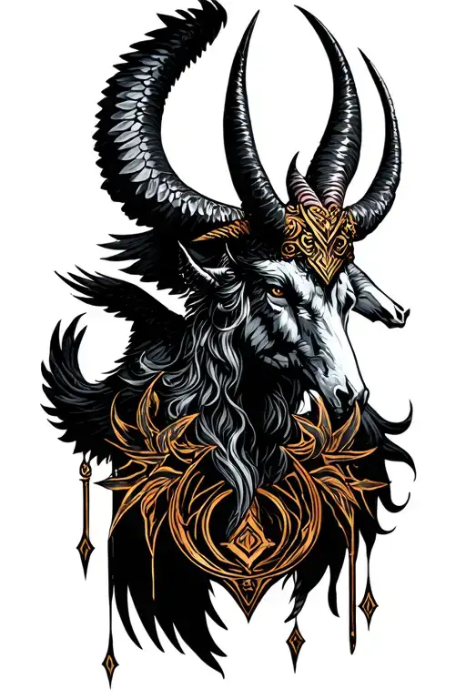 arcangel uriel with capricorn zodiac sign tattoo design idea