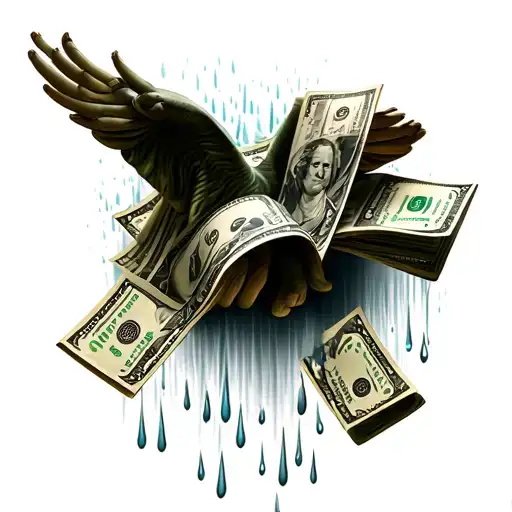 loyalty above money raining tattoo design idea